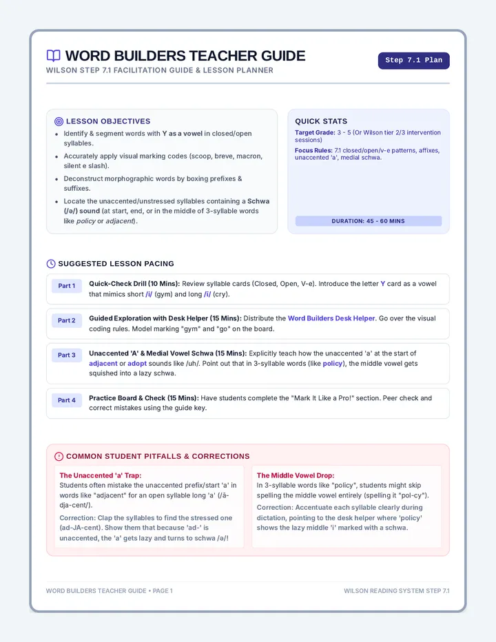 Word Builders Teacher Guide
