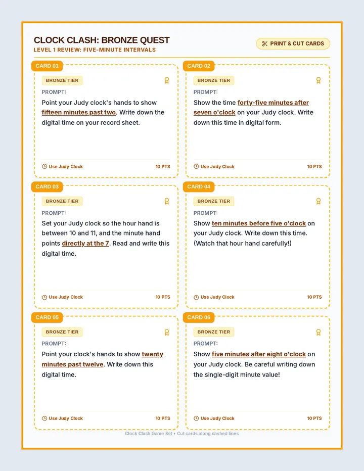 Clock Clash Task Cards