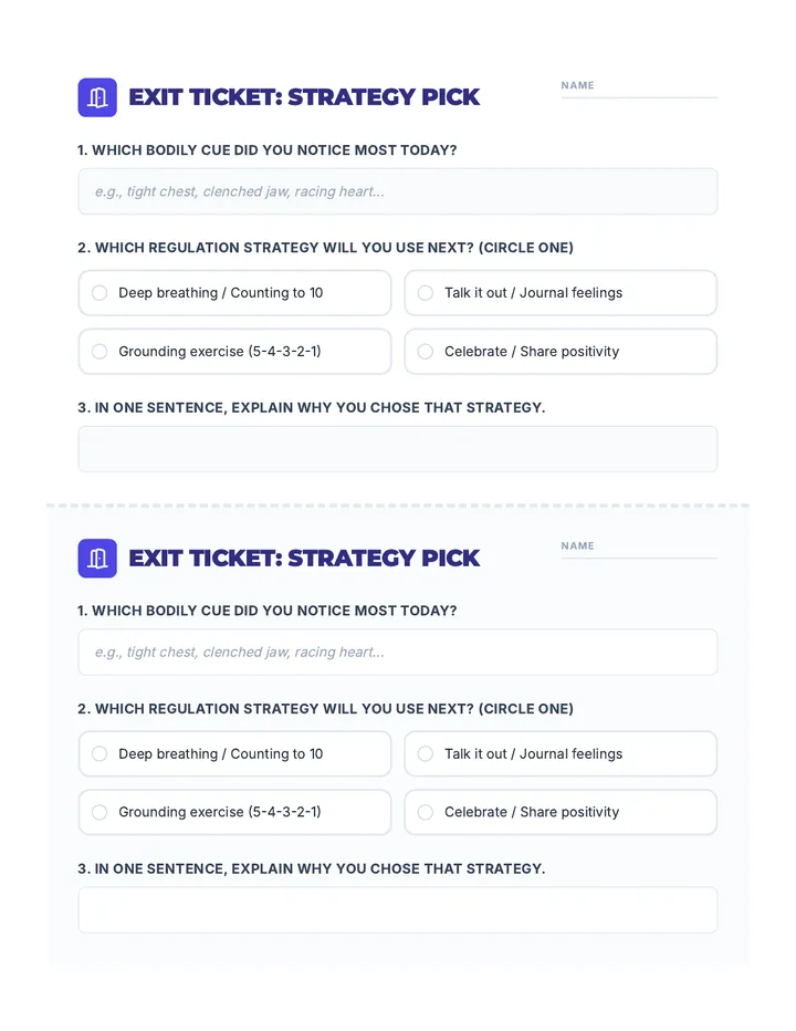 Exit Ticket Strategy Pick Activity
