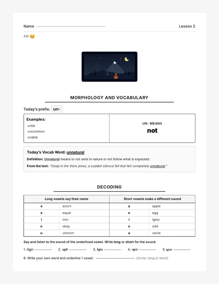 Wilderness Survival Reading Worksheet