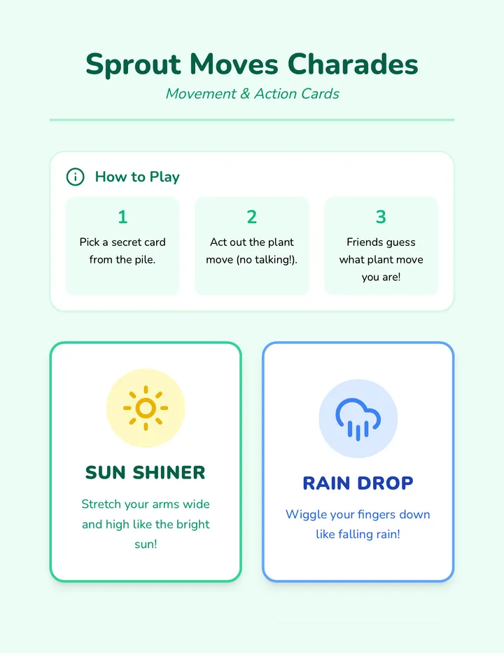 Sprout Moves Charades Cards