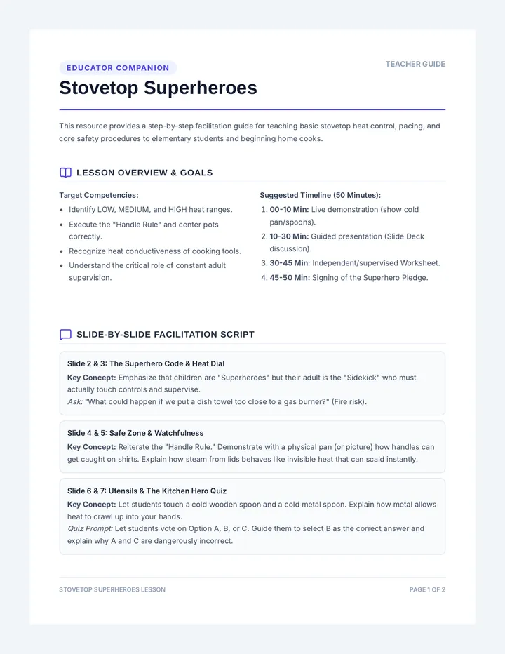 Stovetop Superheroes Teacher Guide
