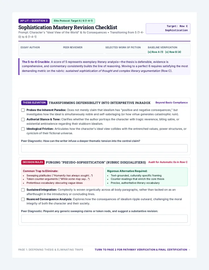 Sophistication Mastery Revision Checklist
