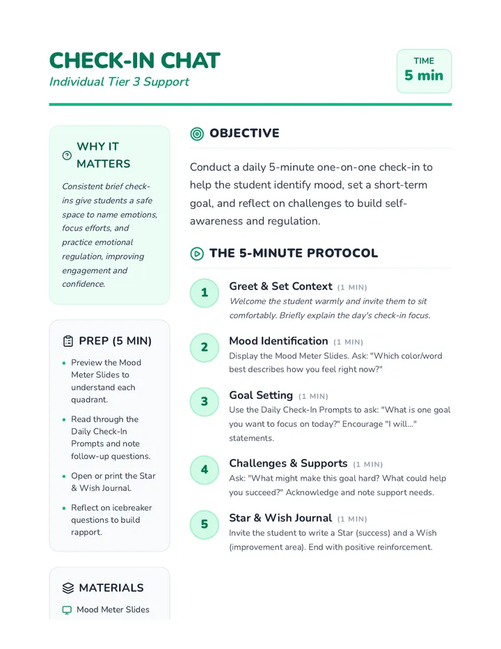 Check-In Chat Plan Guide