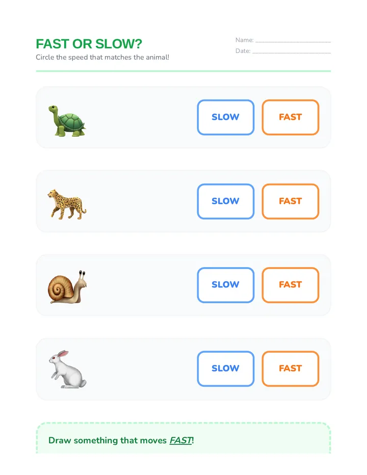 Fast Slow Sort Sheet