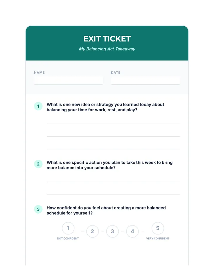 Balancing Act Exit Ticket