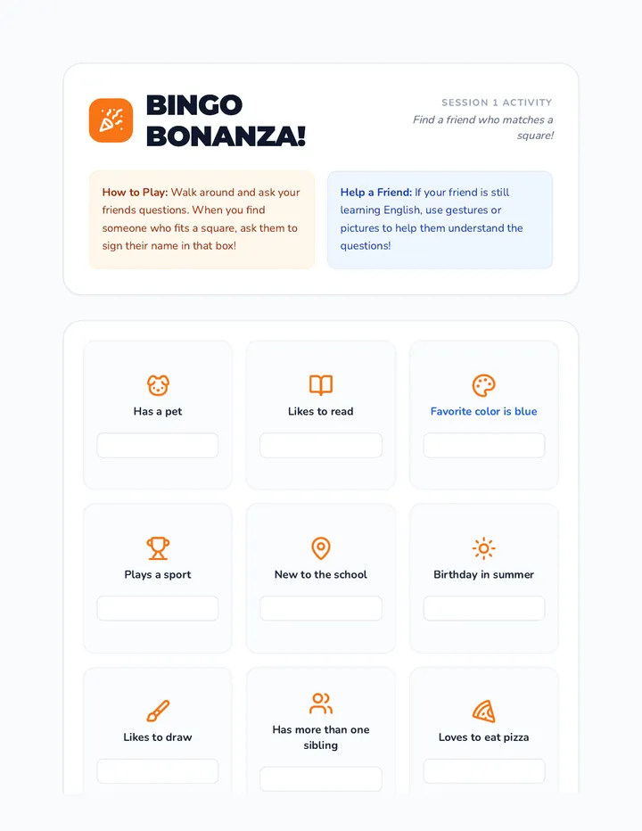 Bingo Bonanza Activity