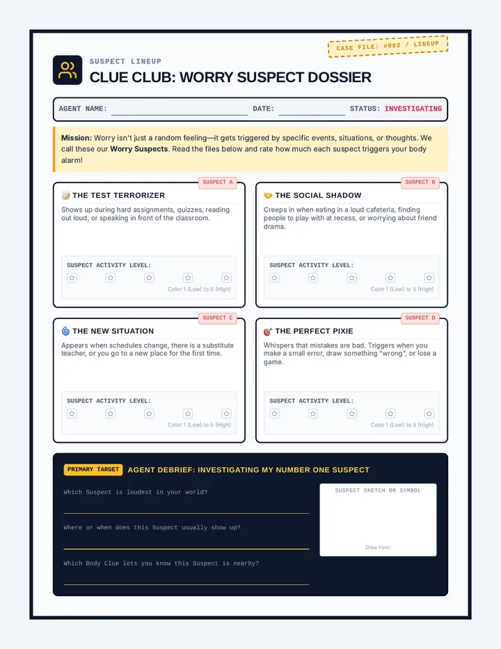 Worry Suspects Worksheet