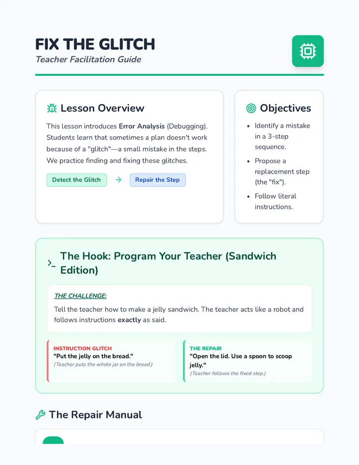 Fix the Glitch Teacher Guide