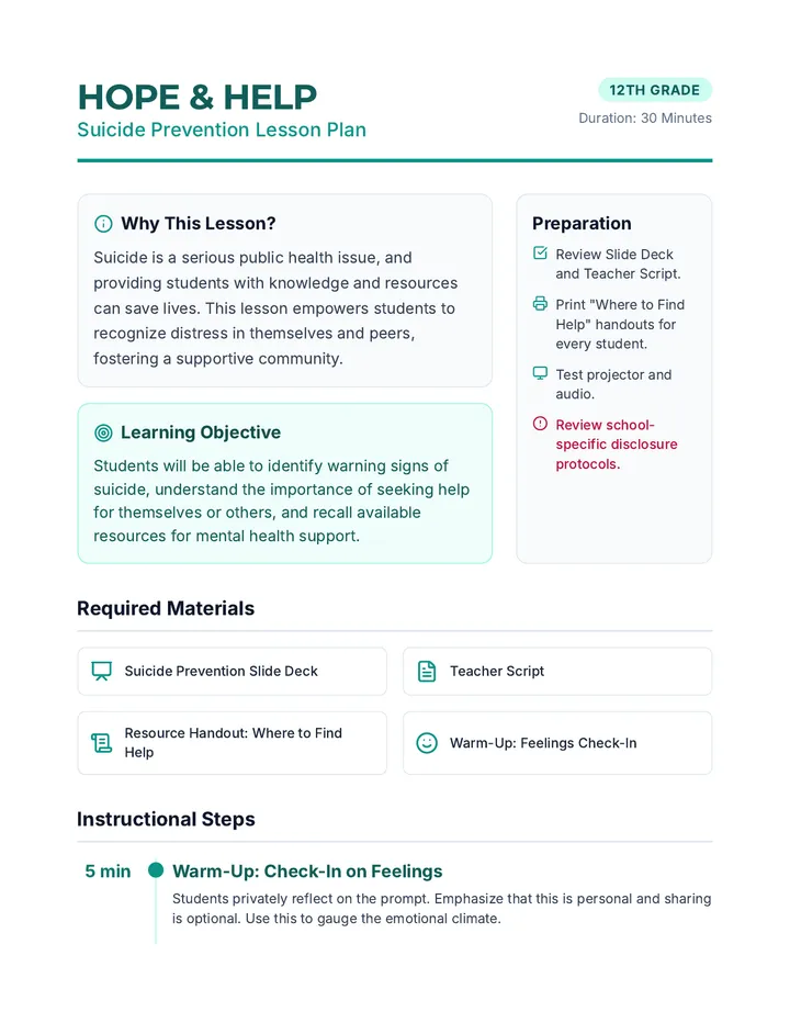 Hope and Help Lesson Plan Document