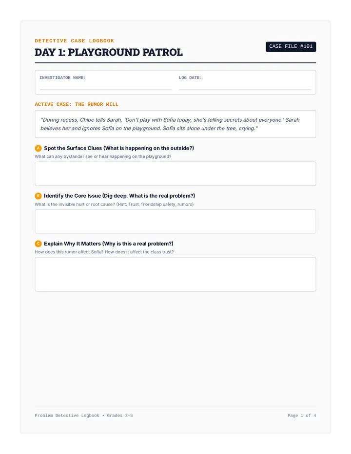 Detective Case Logbook Worksheets