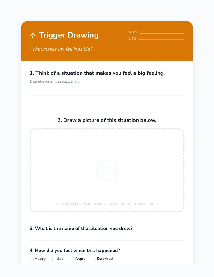 Trigger Drawing Worksheet Activity