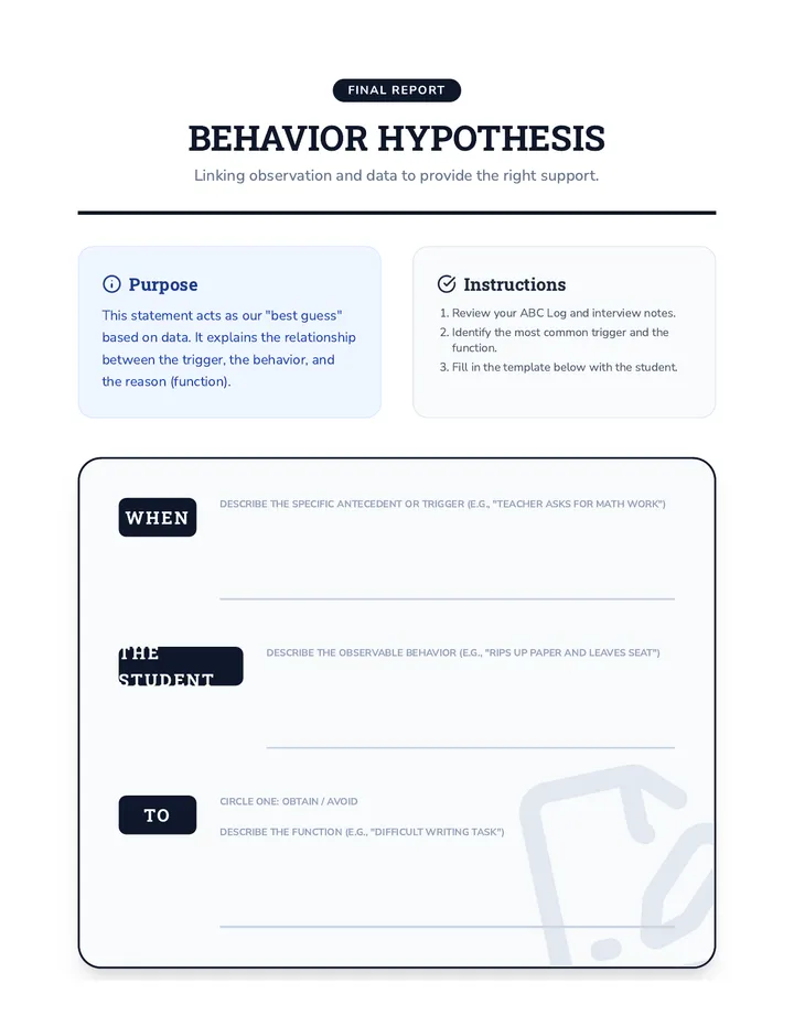 Behavior Hypothesis Template