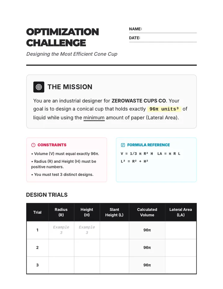 Optimization Challenge Worksheet