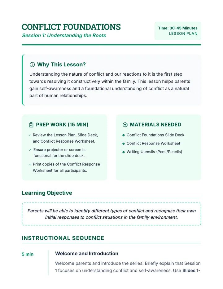 Conflict Foundations Lesson Plan