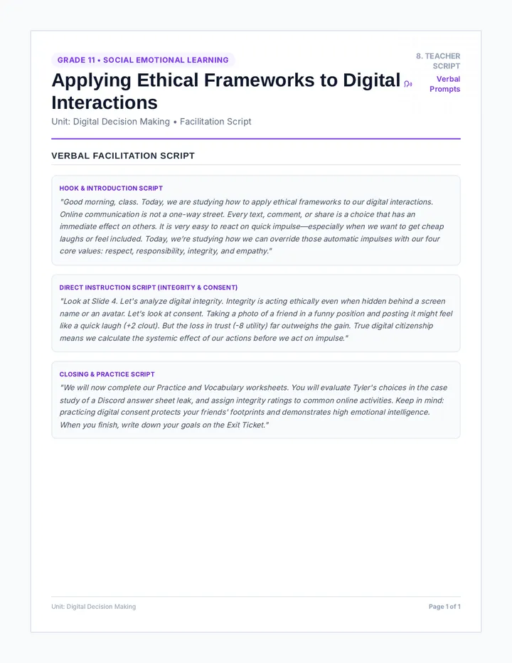 Ethical Teacher Script