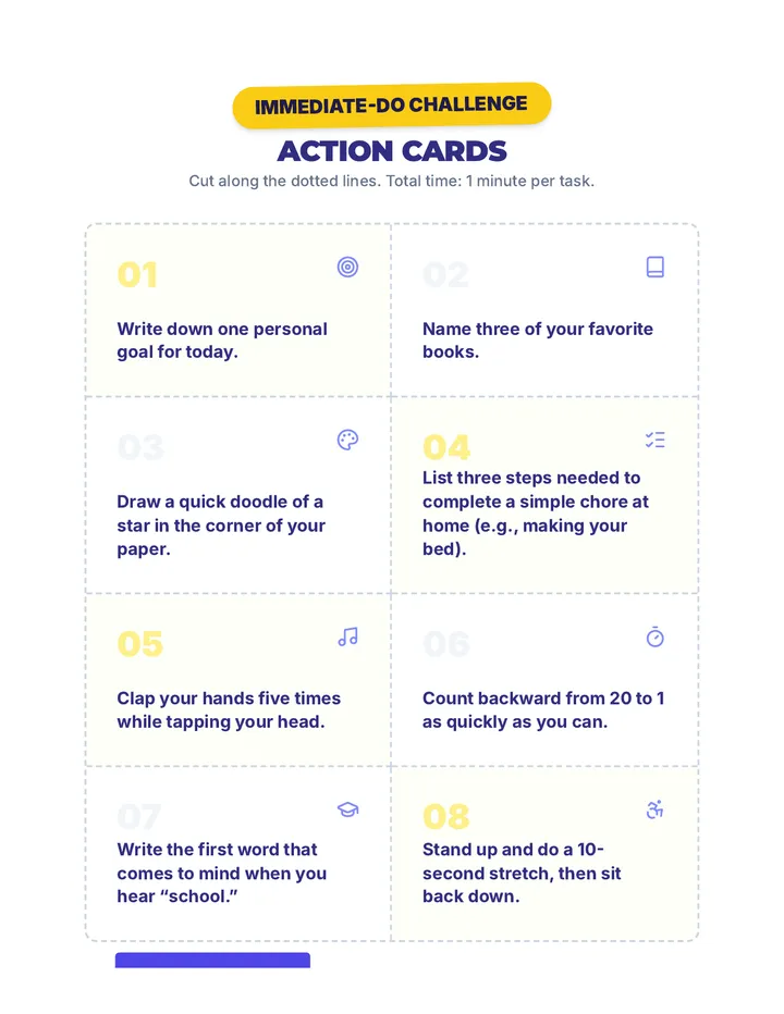 Immediate-Do Challenge Cards Activity