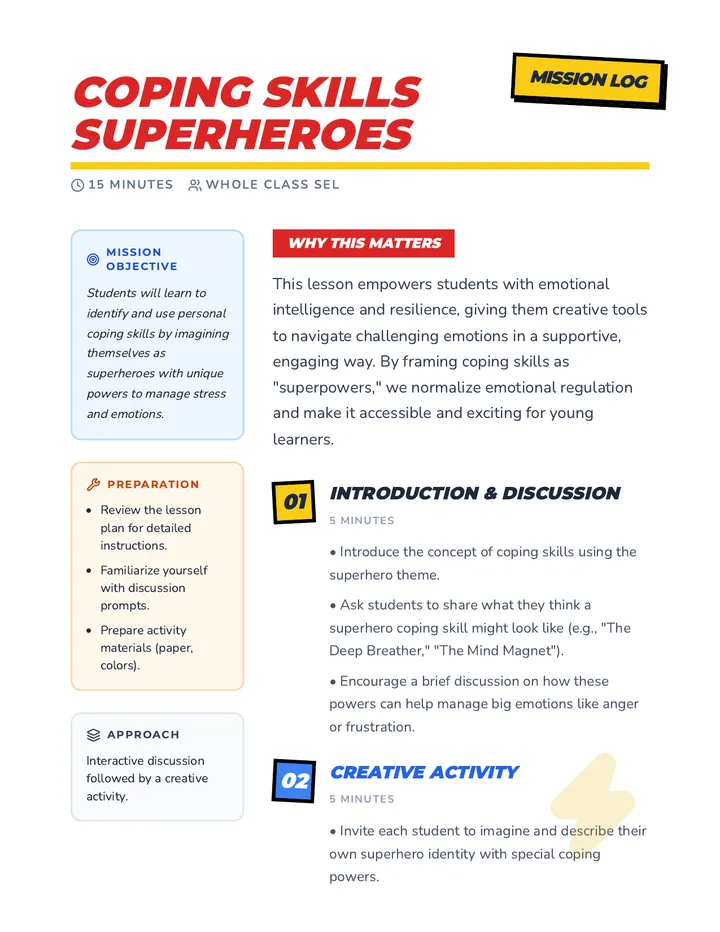 Coping Skills Superheroes • Lesson • Lenny.com