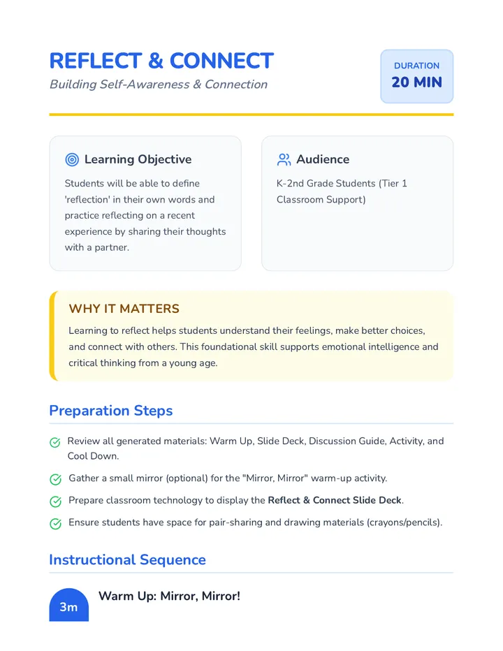 Reflect and Connect Lesson Plan