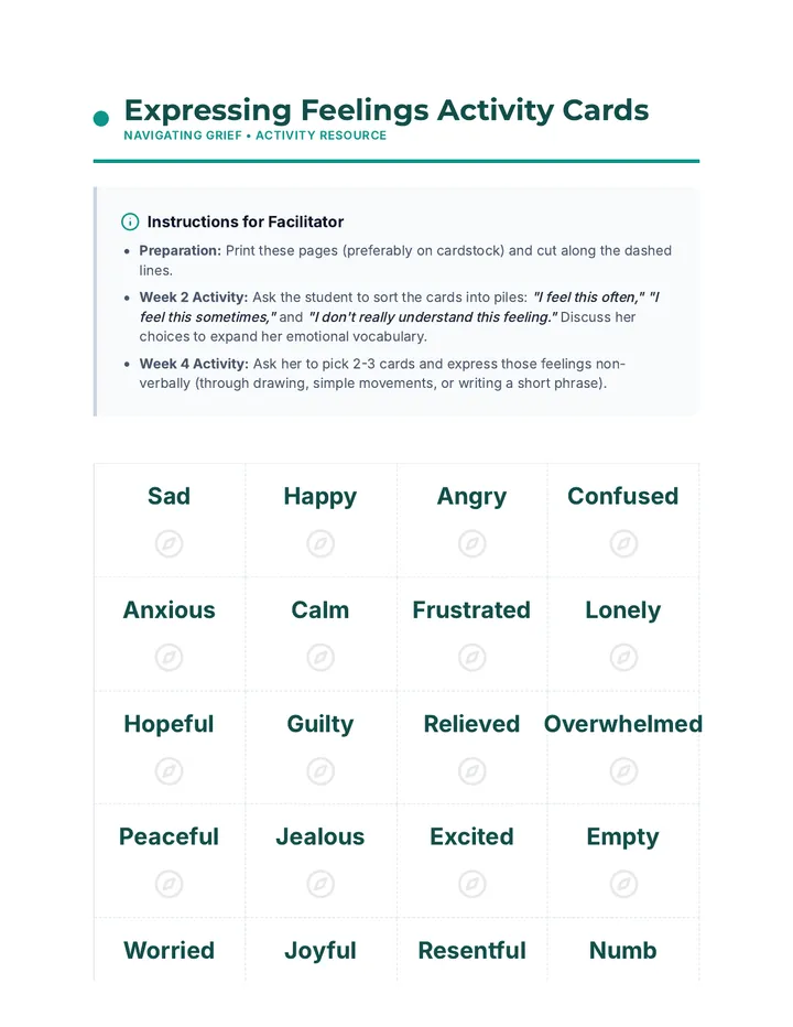 Expressing Feelings Activity Cards