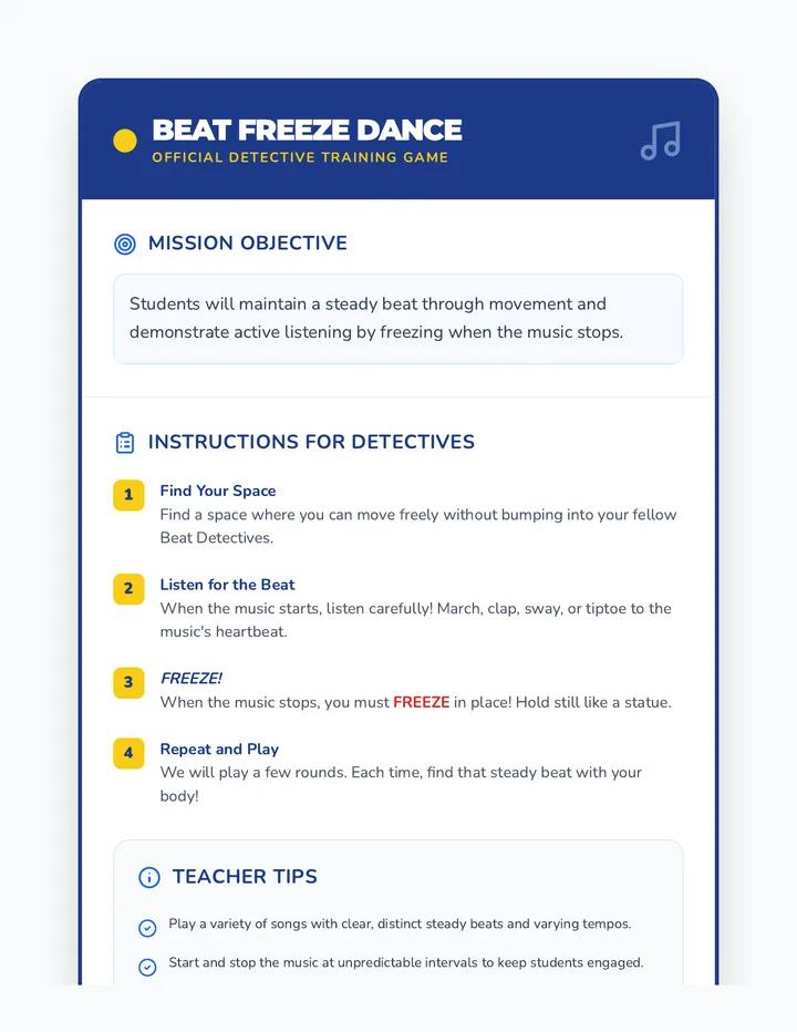 Beat Freeze Dance Activity