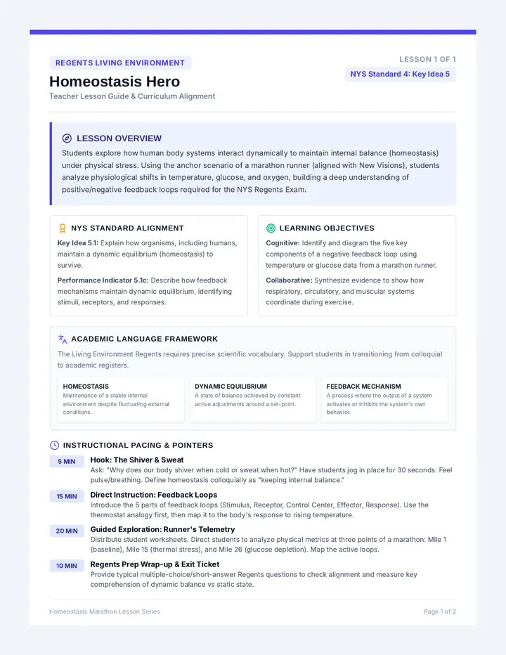 Homeostasis Hero Teacher Guide