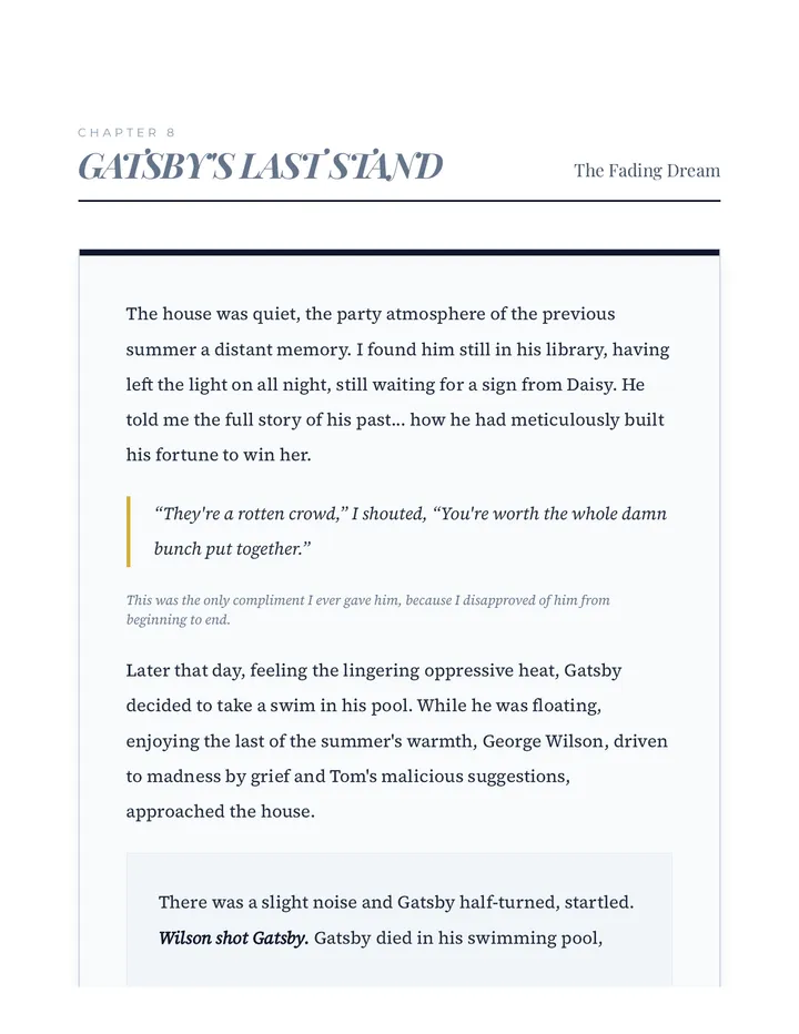 Chapter 8 Excerpt Gatsby's Last Stand