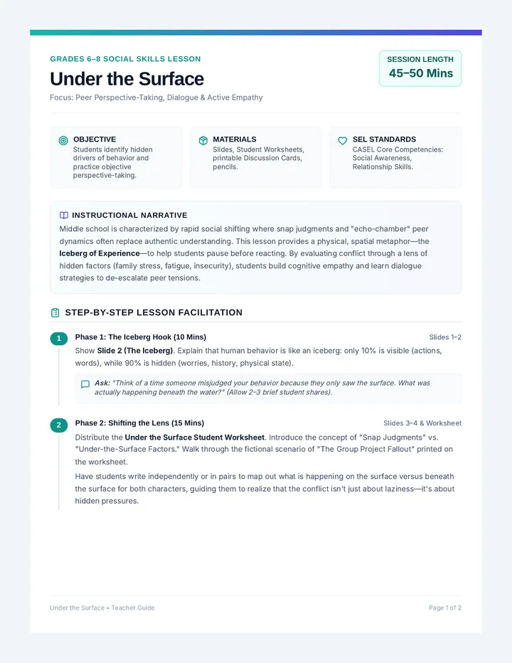 Under the Surface Teacher Guide