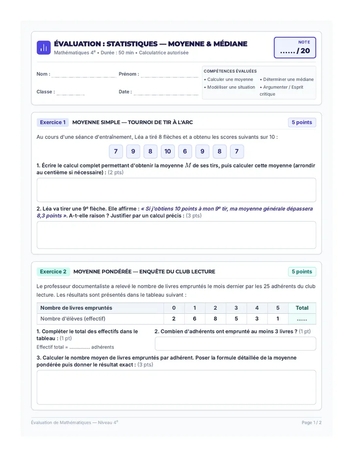 Data Choc Évaluation