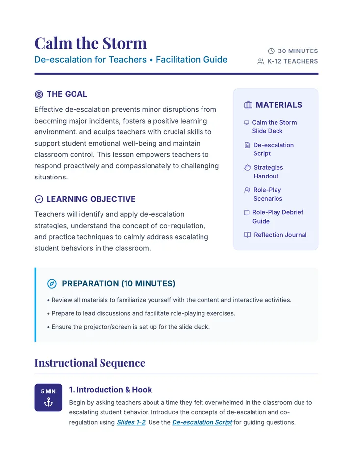 Calm the Storm Lesson Plan