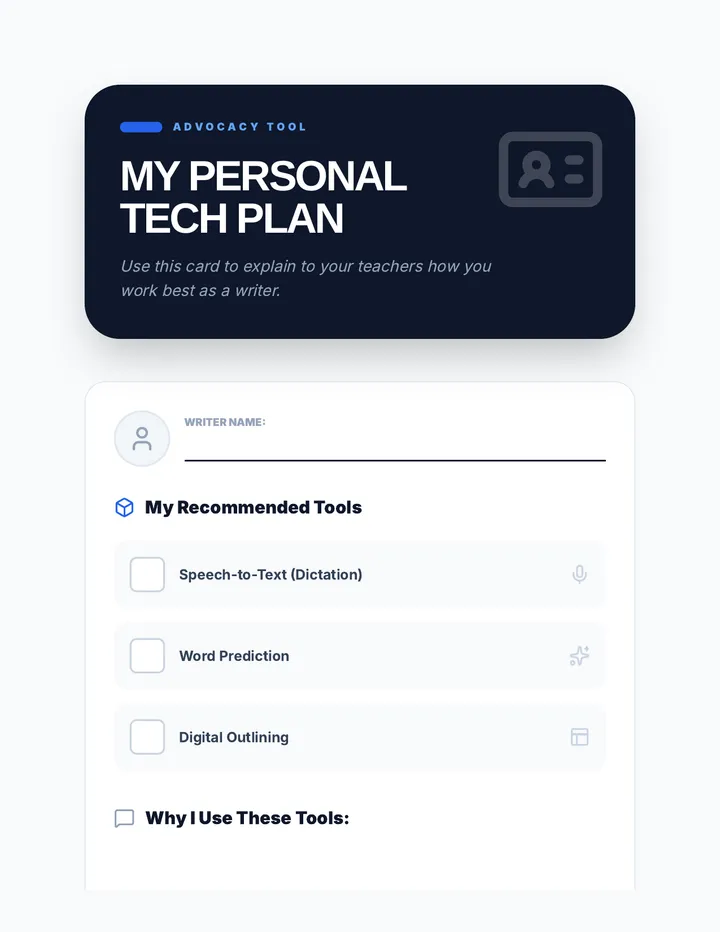 Personal Tech Plan Card