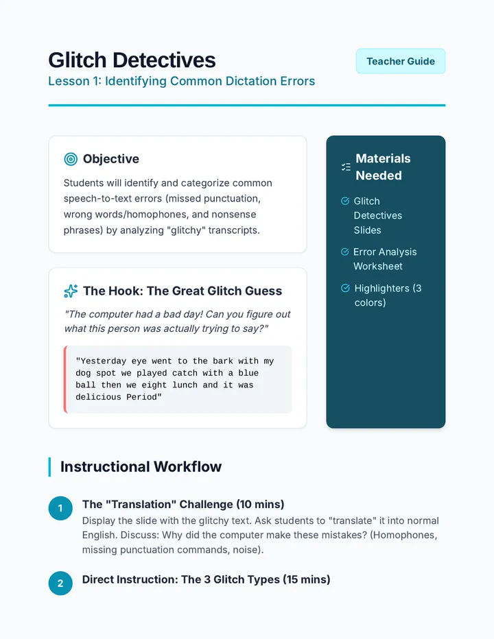 Glitch Detectives Teacher Guide