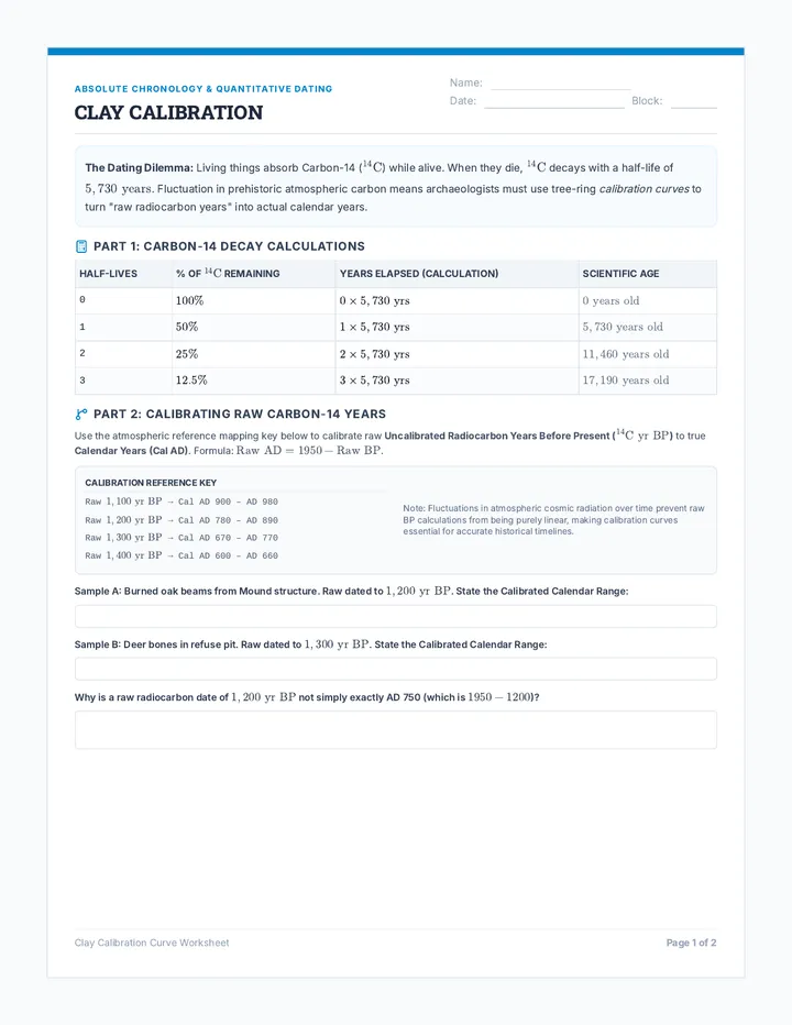 Clay Calibration Curve Worksheet