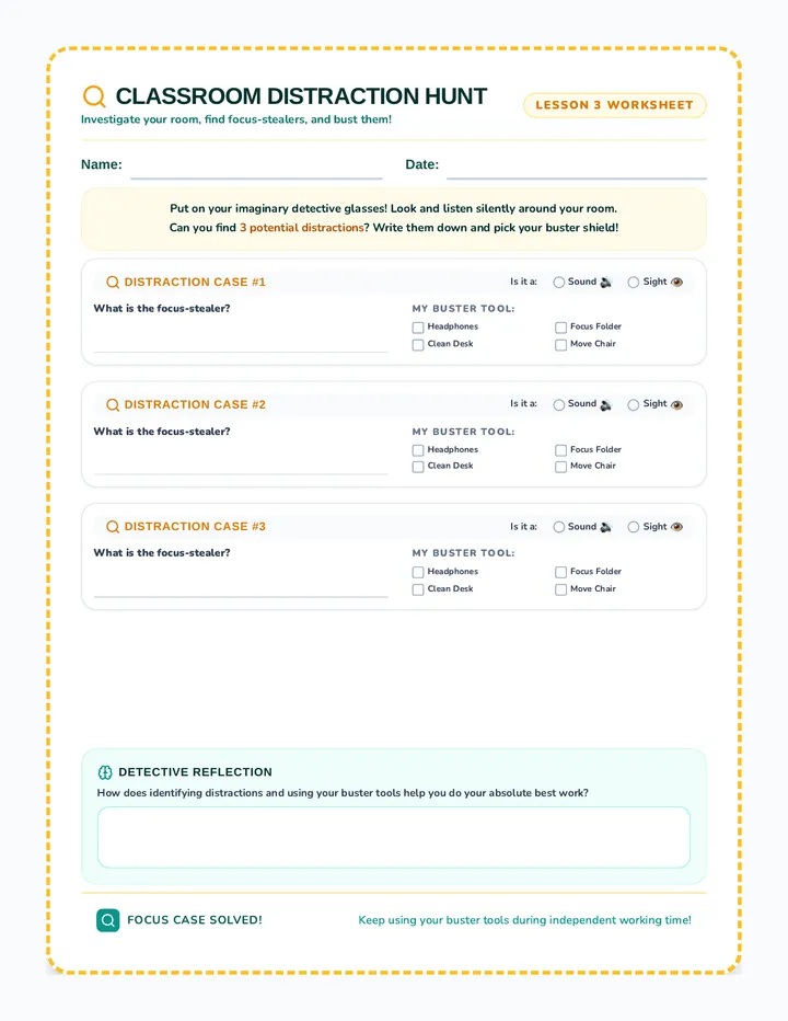 Distraction Hunt Worksheet