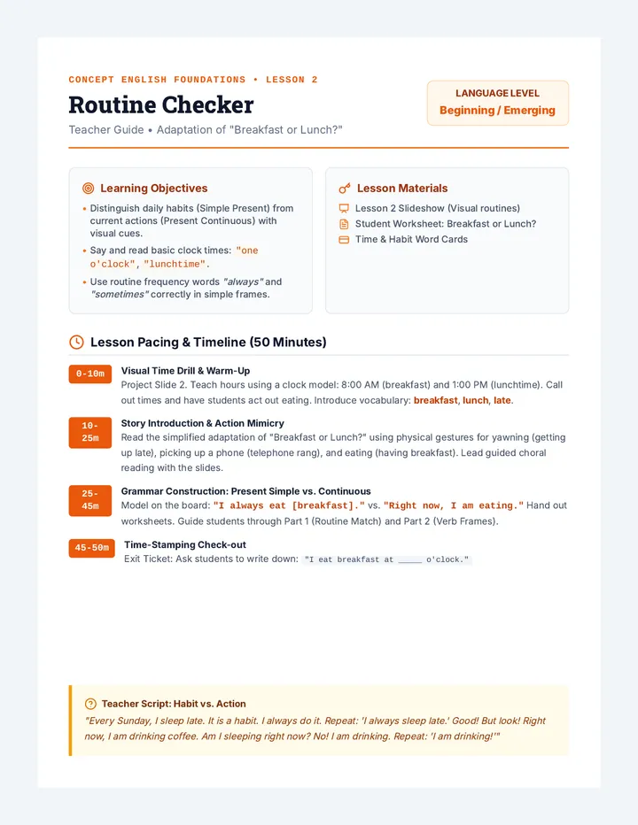 Routine Checker Teacher Guide