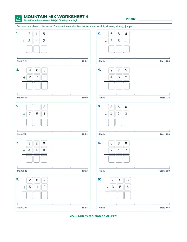 Mountain Mix Worksheet 4