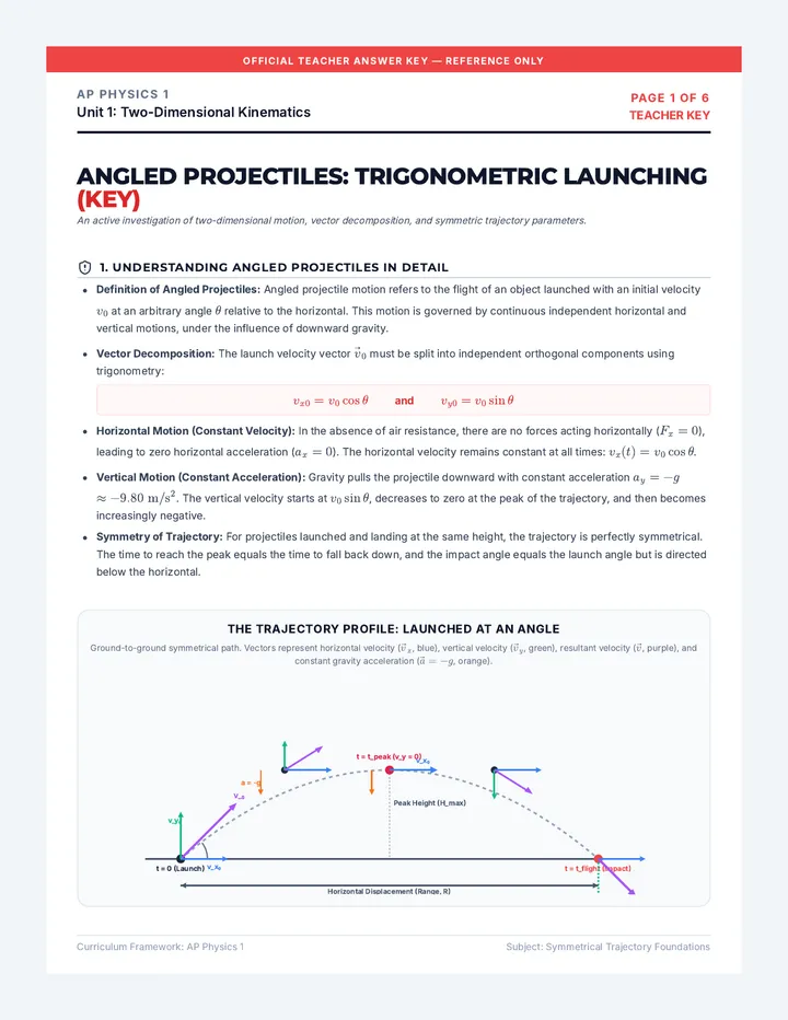 Angled Projectiles Answer Key