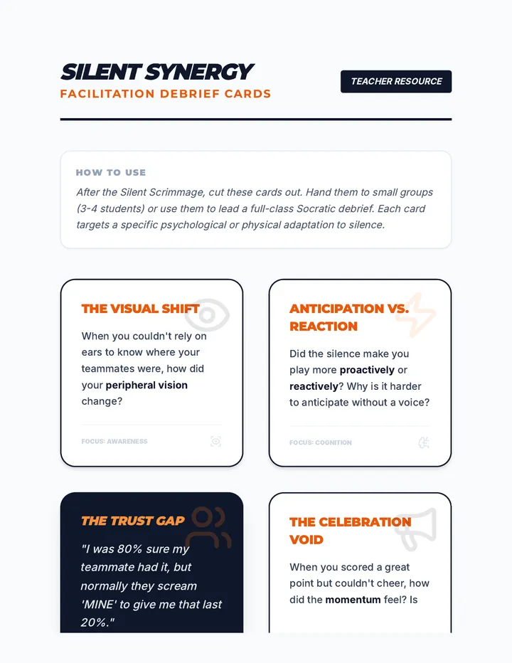 Silent Synergy Debrief Cards
