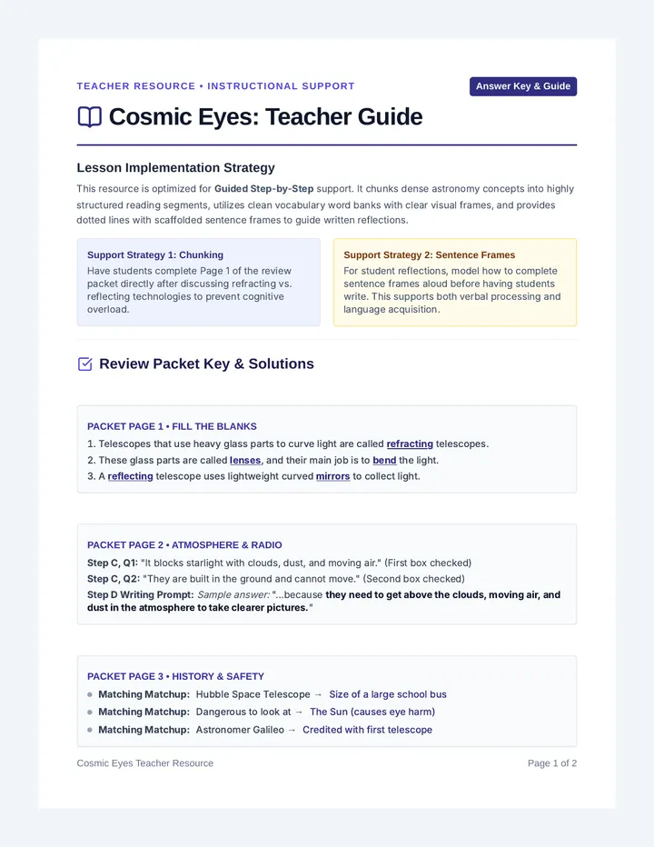 Cosmic Eyes Teacher Guide
