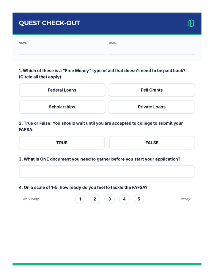 FAFSA Check Out Exit Ticket