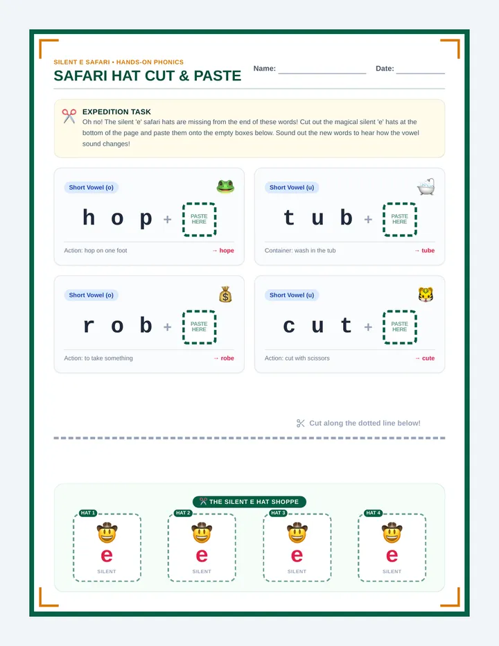 Safari Cut and Paste Activity