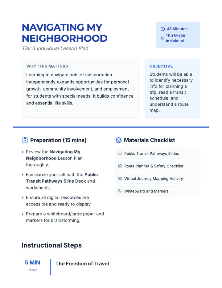 Navigating My Neighborhood Lesson Plan