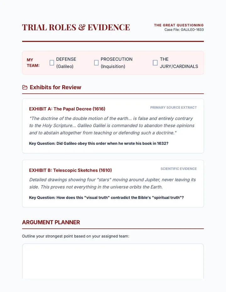 Trial Evidence Packet Worksheet