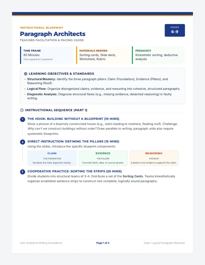 Paragraph Architects Lesson Plan