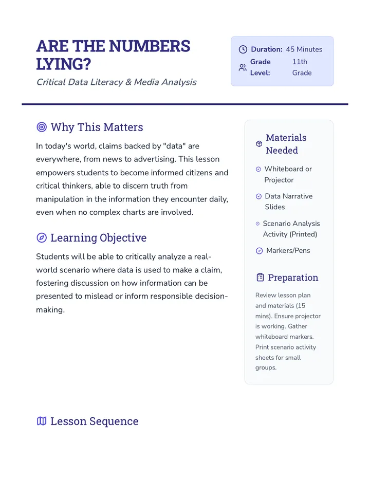 Numbers Lying Lesson Plan