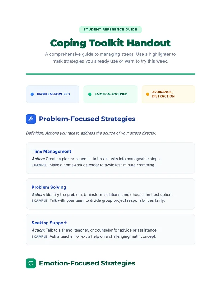 Coping Toolkit Handout