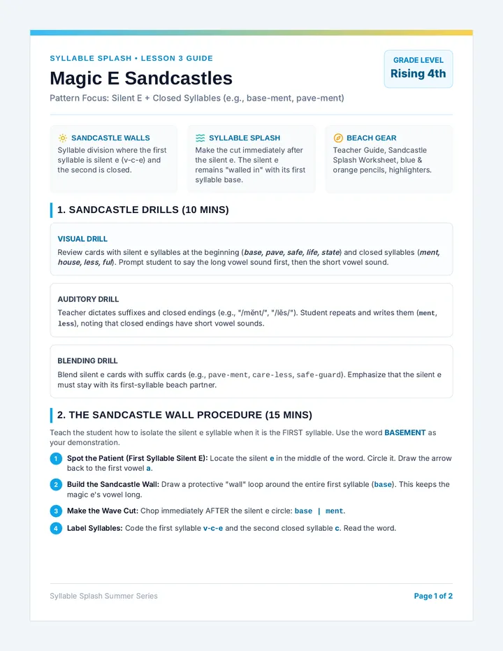 Sandcastle Prep Teacher Guide