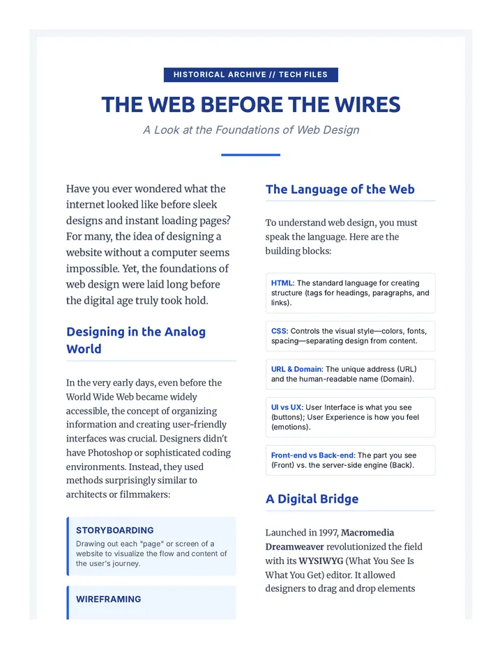 Early Web Design Reading