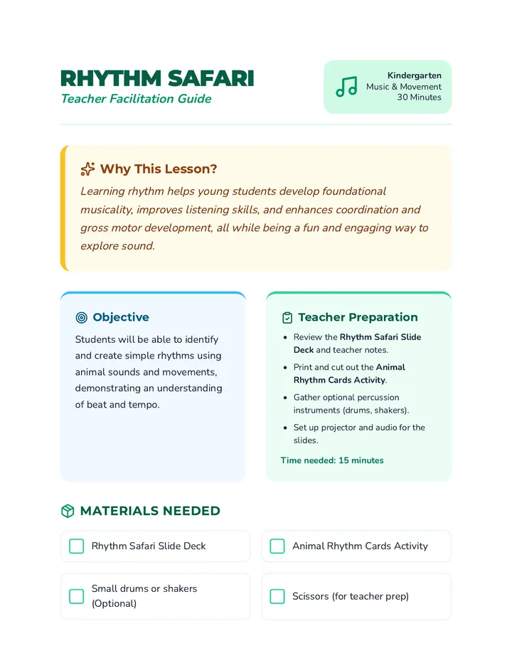 Rhythm Safari Lesson Plan