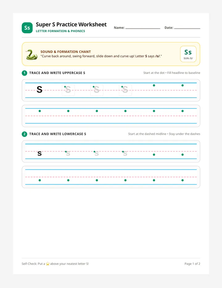 Super S Practice Worksheet